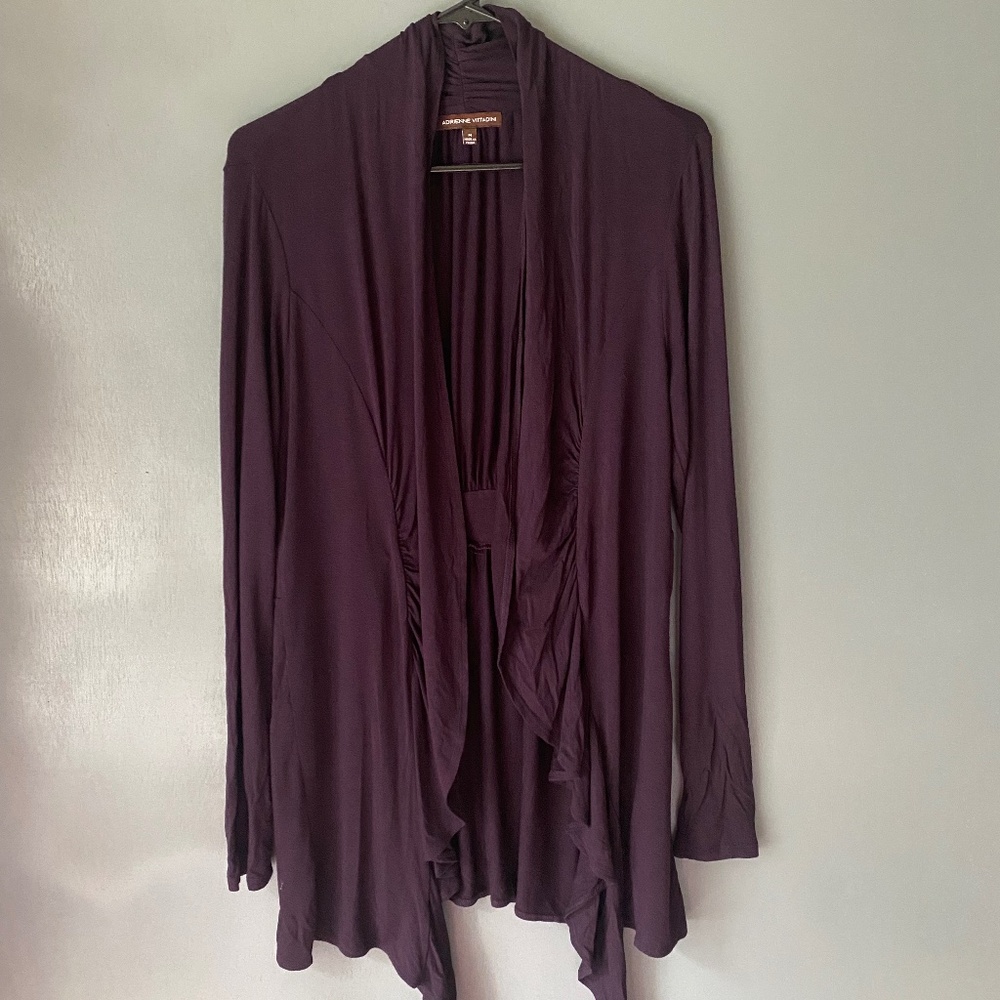 Adrienne Vittadini purple women's MEDIUM comfort over shirt shawl layer ruffles